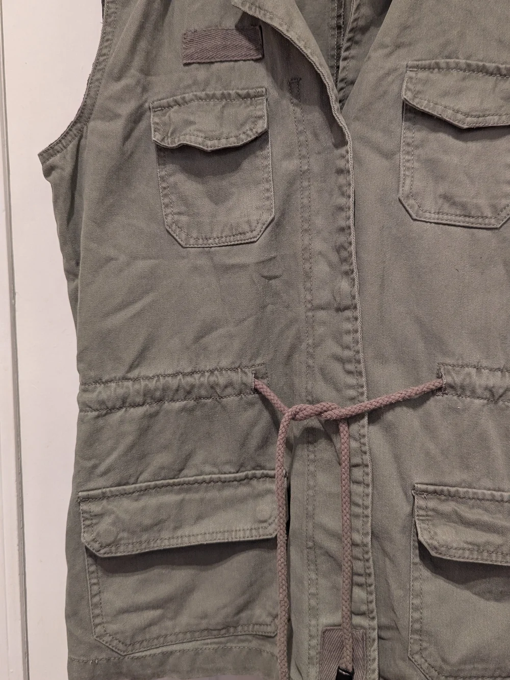 Buffalo David Bitton Olive Green Denim Cargo Vest